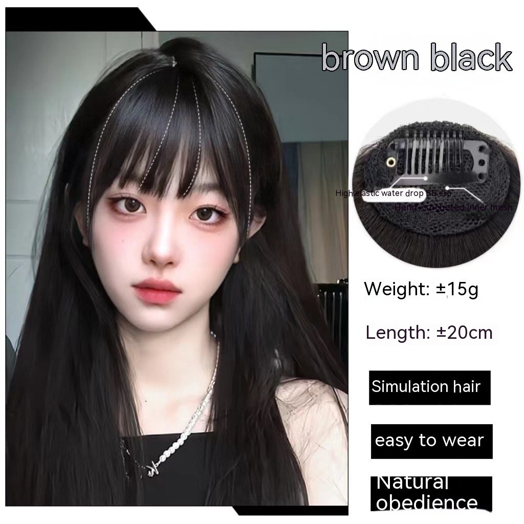 Natural Forehead Artificial Hair Straight Bangs Wig Set Seamless Invisible Wig Set - Image 10