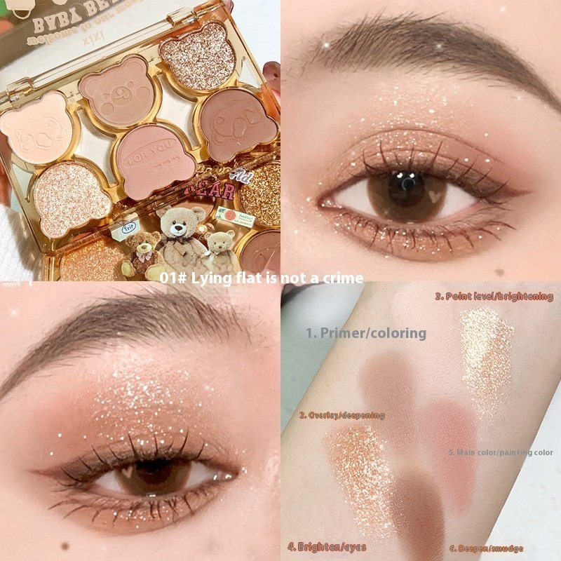 Six Color Eyeshadow Cool Diamond In The Debris Contrast Color Makeup Smoky Cut-off Eye Makeup - Image 6