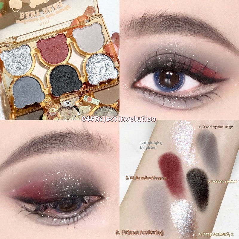 Six Color Eyeshadow Cool Diamond In The Debris Contrast Color Makeup Smoky Cut-off Eye Makeup - Image 9