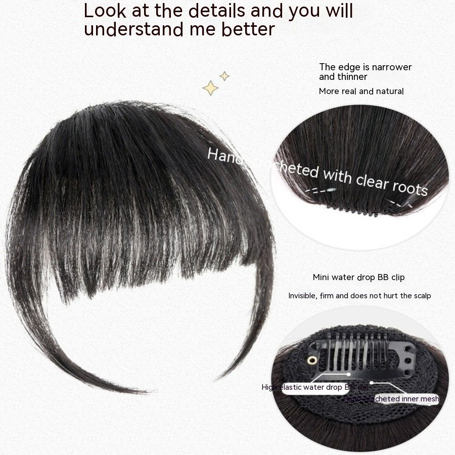 Natural Forehead Artificial Hair Straight Bangs Wig Set Seamless Invisible Wig Set - Image 4